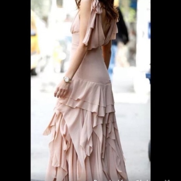RARE! 💞💖 - H&M Conscious EXCLUSIVE Women's Pink Frilled Chiffon Dress 💕 - Picture 8 of 15